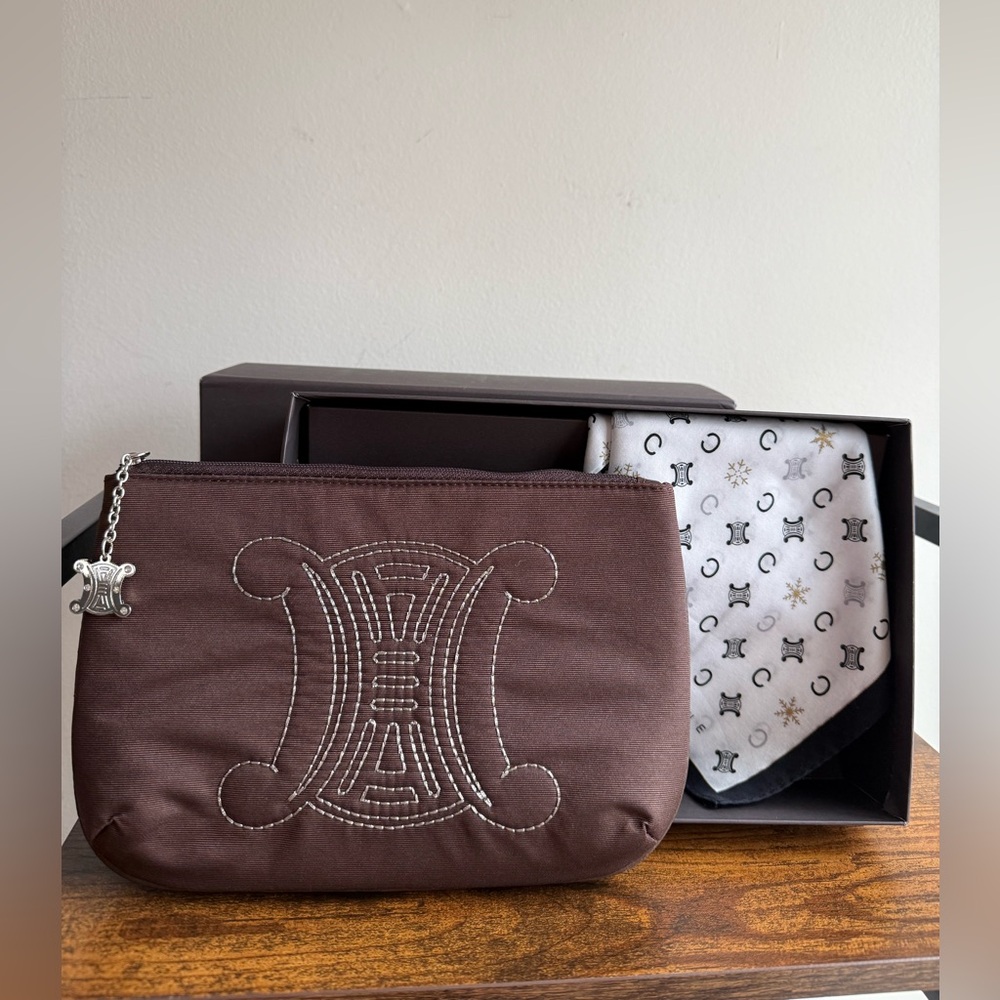 Celine Cosmetic Bag & Handkerchief Gift Set
